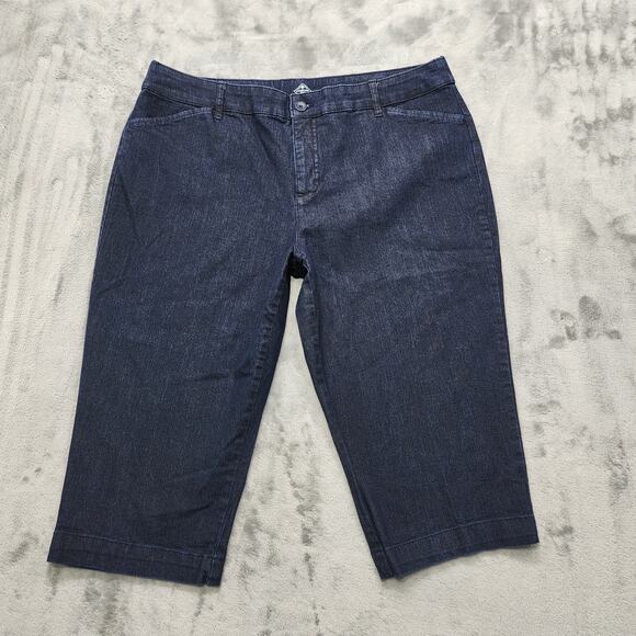 St Johns Bay Jeans Women 18 Blue Dark Wash High Rise Capri Stretch Denim Casual - Picture 1 of 13